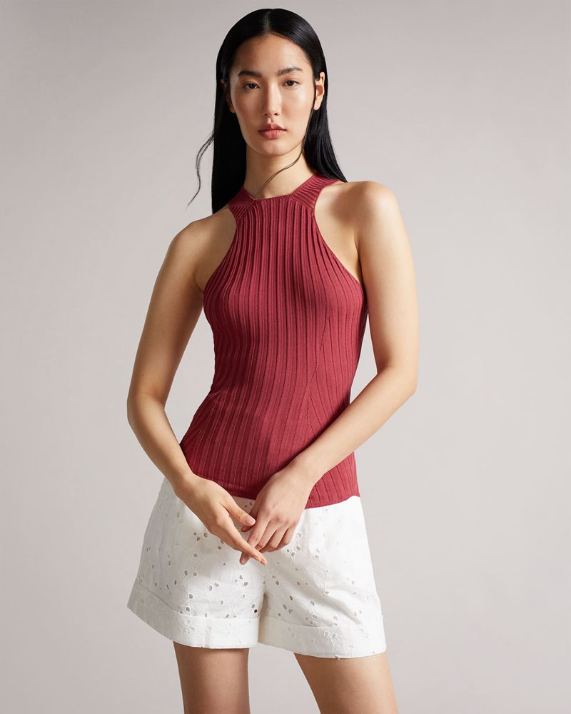Ted Baker Feoniix Knitted Halterneck Blast Dam Rosa | LHD-403987