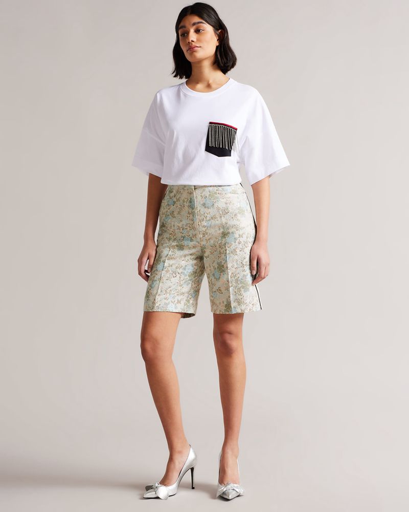 Ted Baker Ferrand Jacquard Long s Shorts Dam Silver | SHT-195238