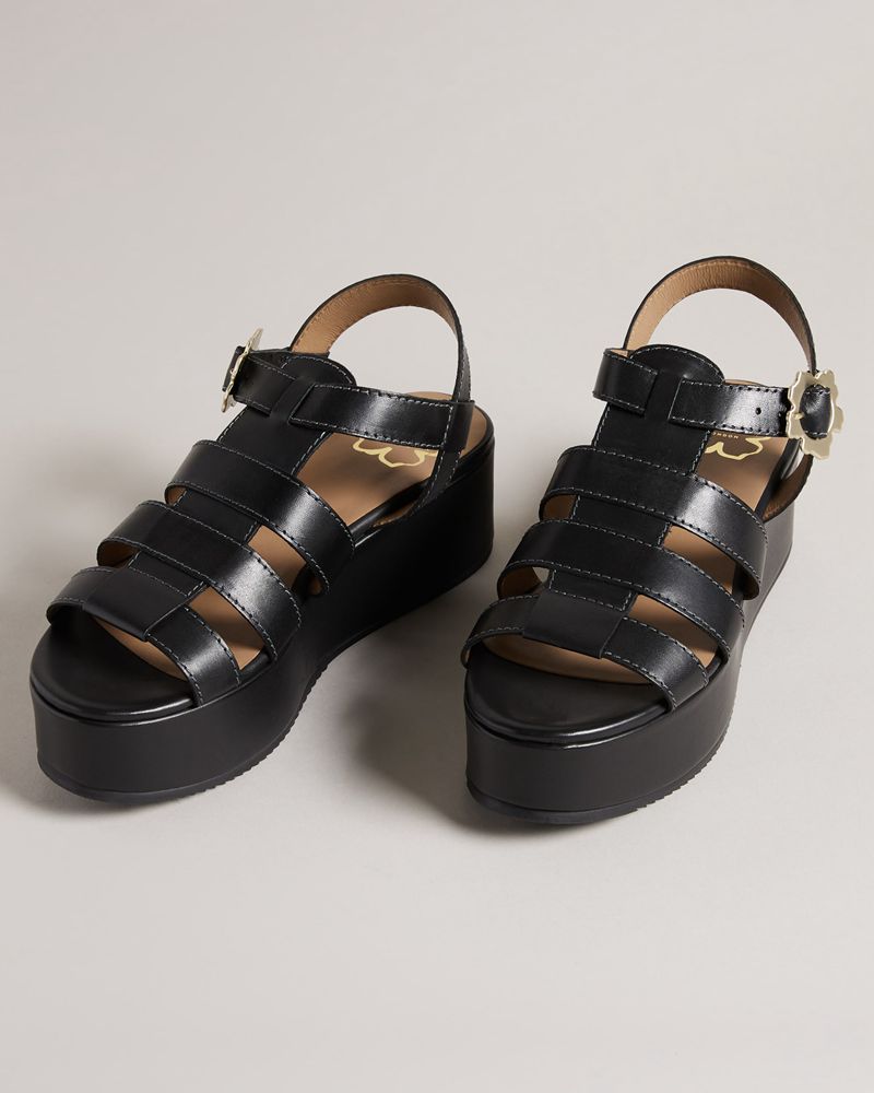 Ted Baker Ffayeta Läder Fisherman Platforms Sandaler Dam Svarta | GWA-781246