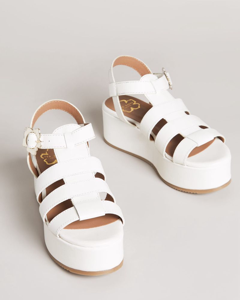 Ted Baker Ffayeta Läder Fisherman Platforms Sandaler Dam Vita | ICO-718956