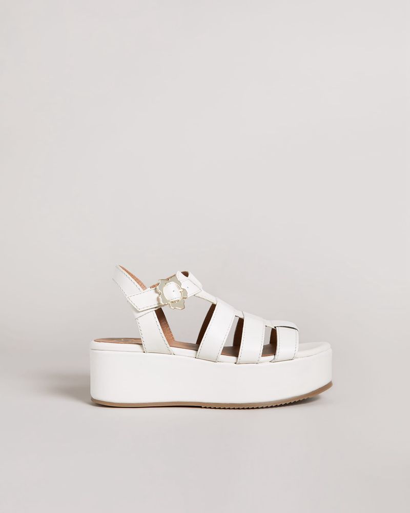 Ted Baker Ffayeta Läder Fisherman Platforms Sandaler Dam Vita | ICO-718956