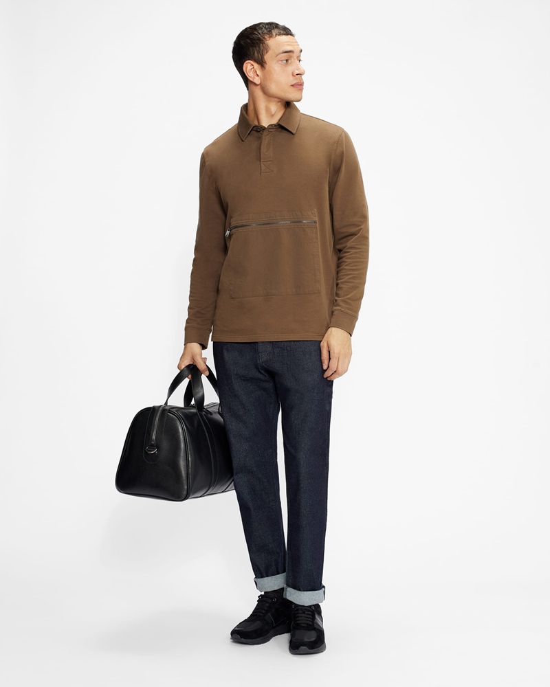 Ted Baker Fidick Saffiano Läder Weekendväska Herr Svarta | LEZ-509617