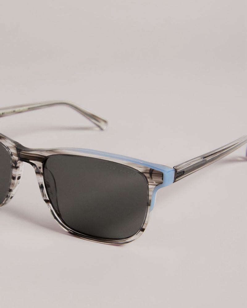 Ted Baker Finns Tms092 Colorblocked Rectangle Solglasögon Herr Gray | JCP-824035