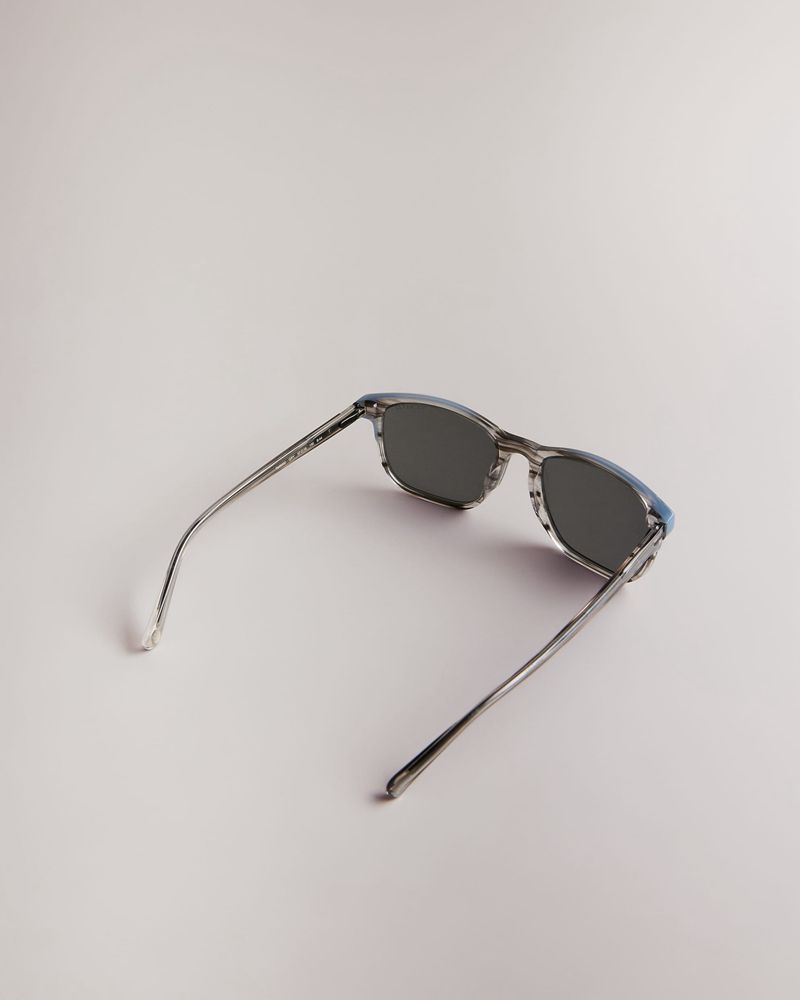 Ted Baker Finns Tms092 Colorblocked Rectangle Solglasögon Herr Gray | JCP-824035