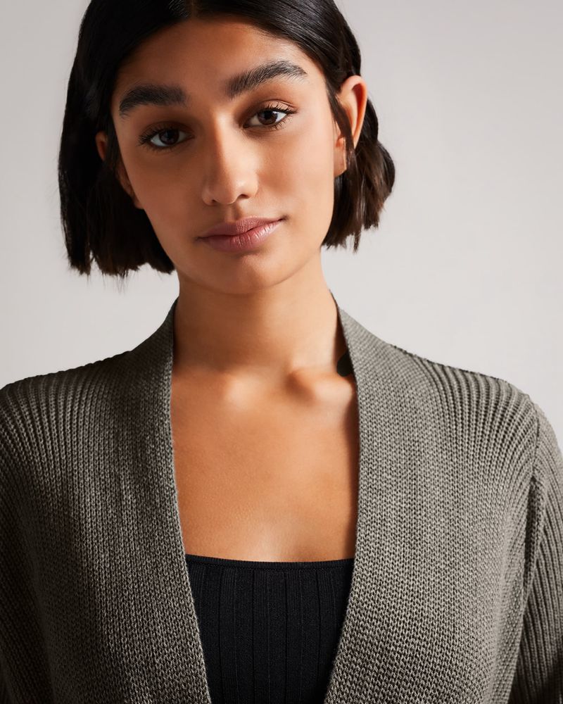 Ted Baker Fllorie Oversized Fringed Cardi Stickat Dam Gray | ICF-256371