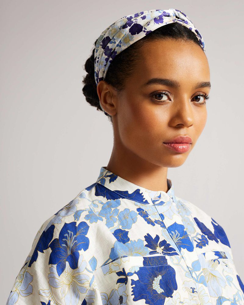 Ted Baker Floris New Romantic Floral Printed Headband Halsduk Dam Blå | JZO-967382