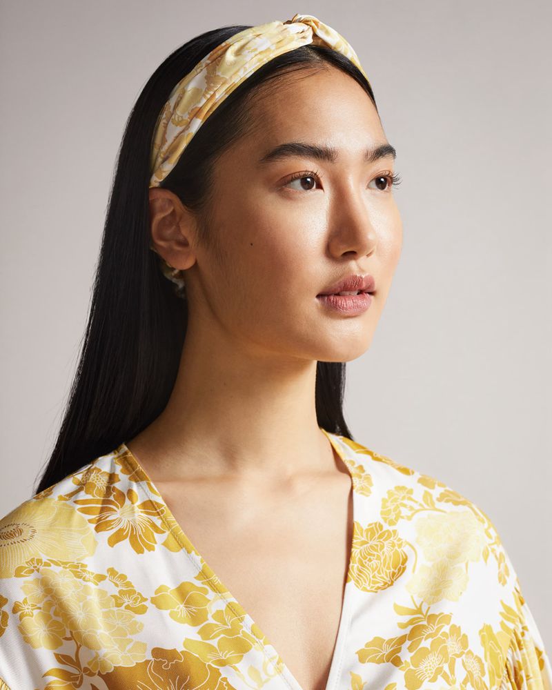 Ted Baker Floris New Romantic Floral Printed Headband Halsduk Dam Gula | QTM-472685