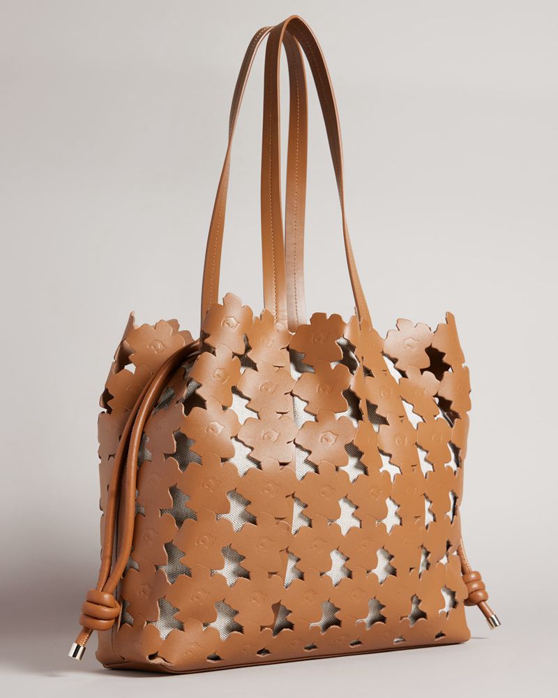 Ted Baker Floriya Flower Laser Cut Detail Large Tote Väska Dam Bruna | AUX-259670