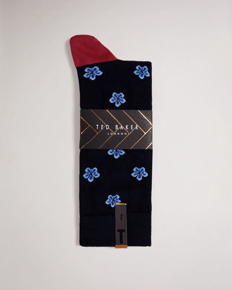 Ted Baker Flowgeo Geometric Flower Strumpor Herr Marinblå | TAI-254178