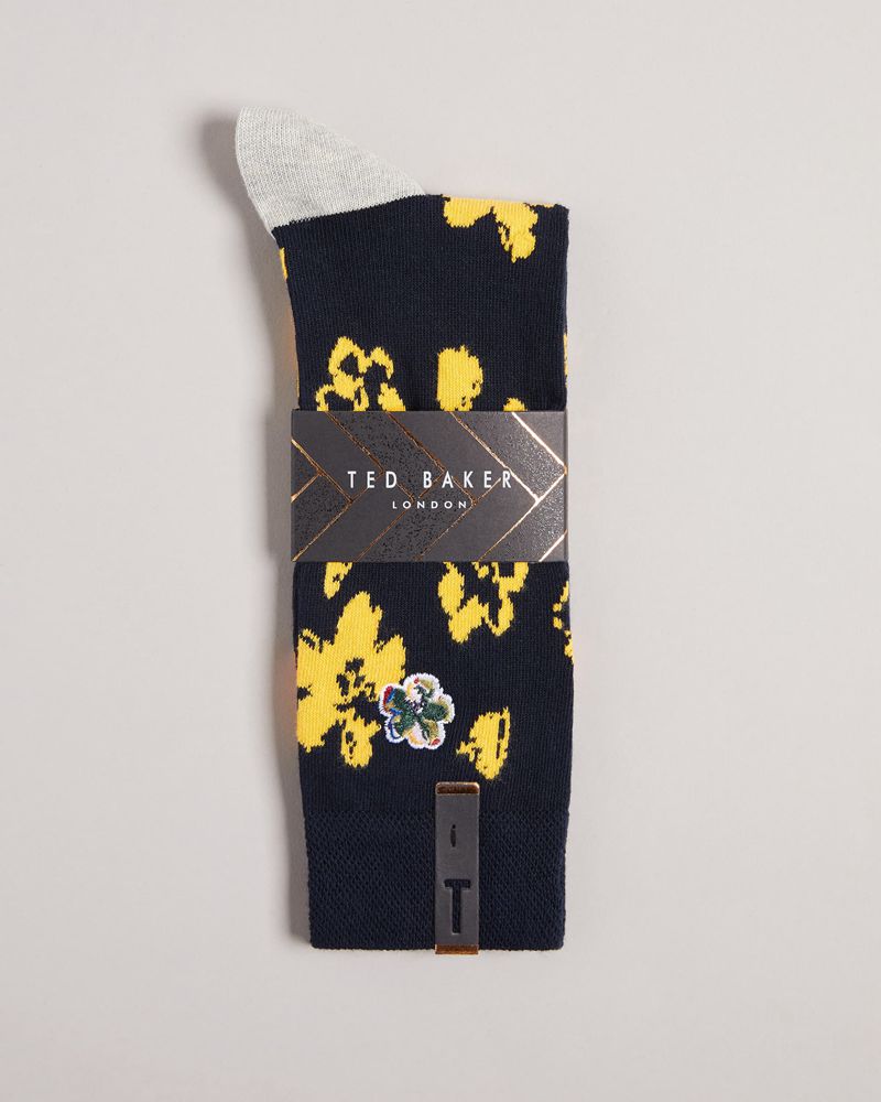 Ted Baker Flowtwo Flower Pattern Strumpor Herr Marinblå | RNZ-327408