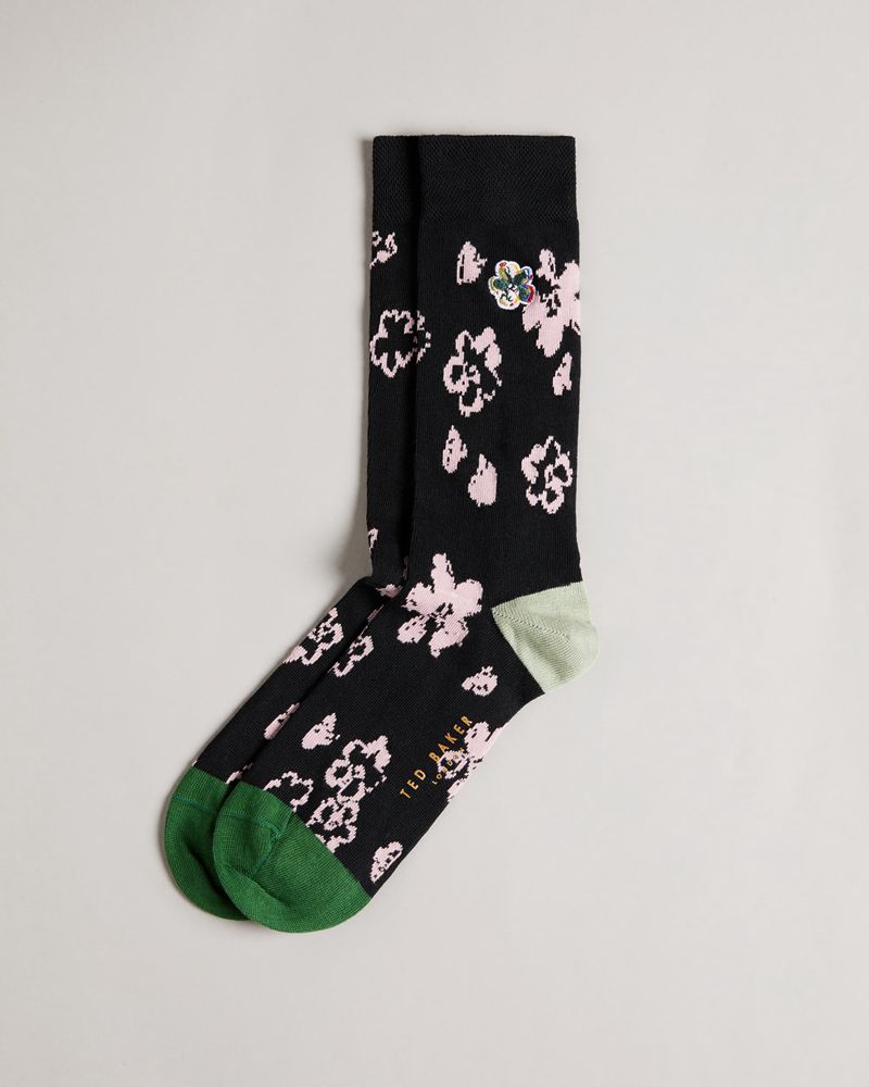 Ted Baker Flowtwo Flower Pattern Strumpor Herr Svarta | VEQ-814706