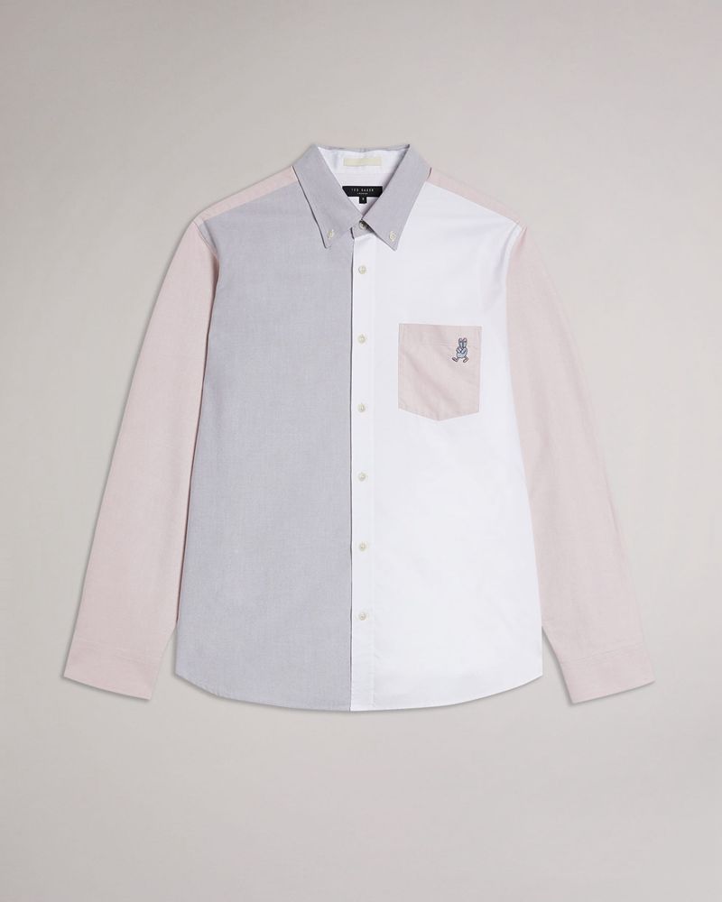Ted Baker Foster Ls Colour Block Oxford Skjorta Herr Olika Färger | TAH-418027