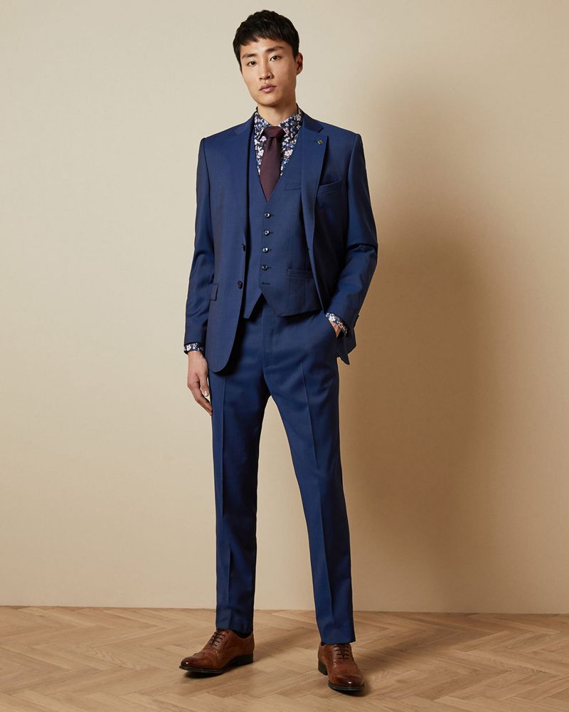 Ted Baker Francw Debonair Wool Midja Kostymer Herr Blå | KJF-574206