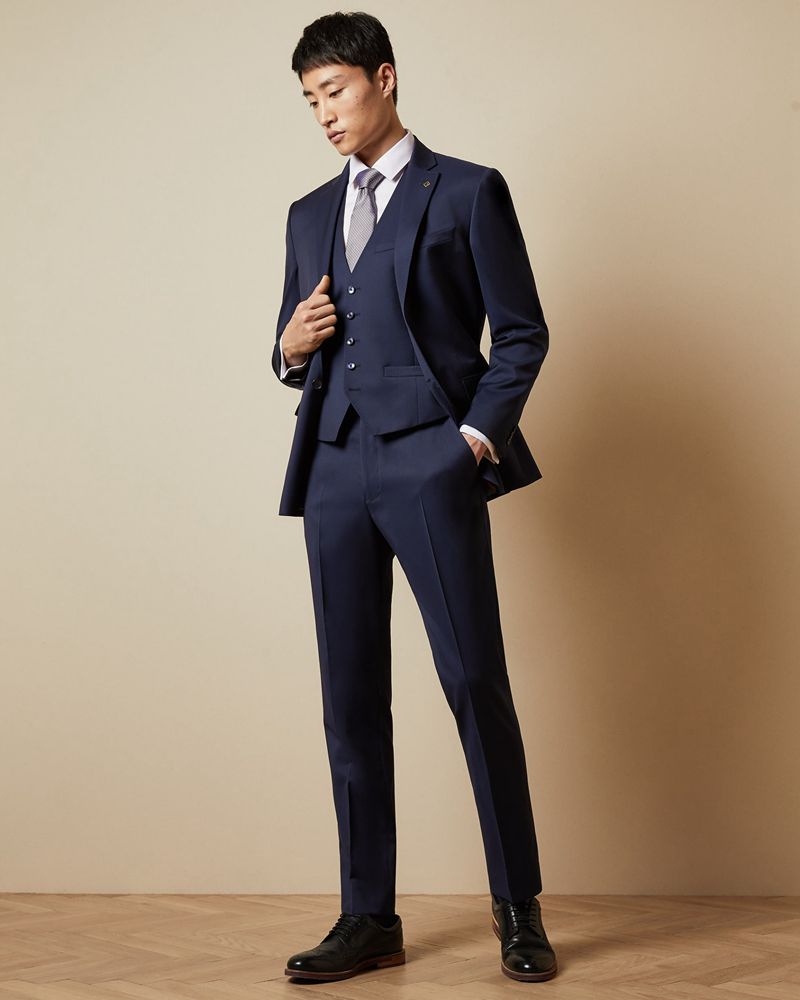 Ted Baker Francw Debonair Wool Midja Kostymer Herr Marinblå | OSF-268531