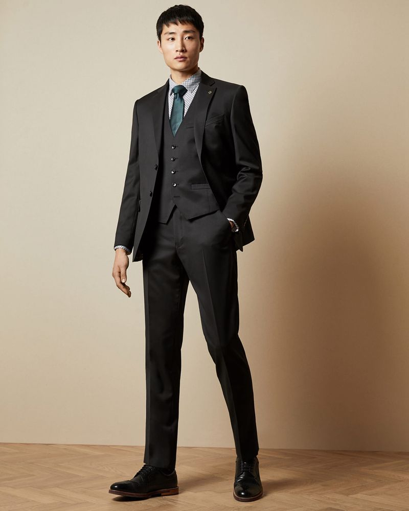 Ted Baker Francw Debonair Wool Midja Kostymer Herr Svarta | PZE-365728