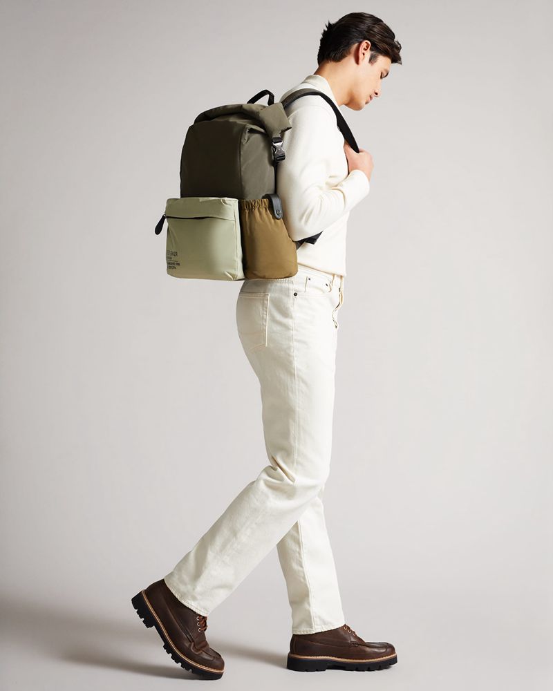 Ted Baker Fredd Colour Block Ryggsäck Herr Khaki | UWY-241386