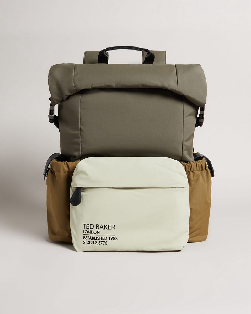 Ted Baker Fredd Colour Block Ryggsäck Herr Khaki | UWY-241386
