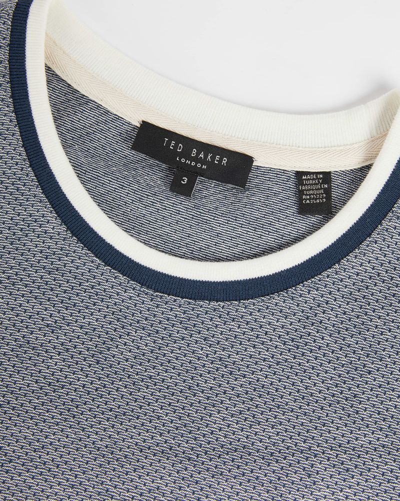 Ted Baker Fresair Textured Semi Plain T Blast Herr Marinblå | YUW-185736