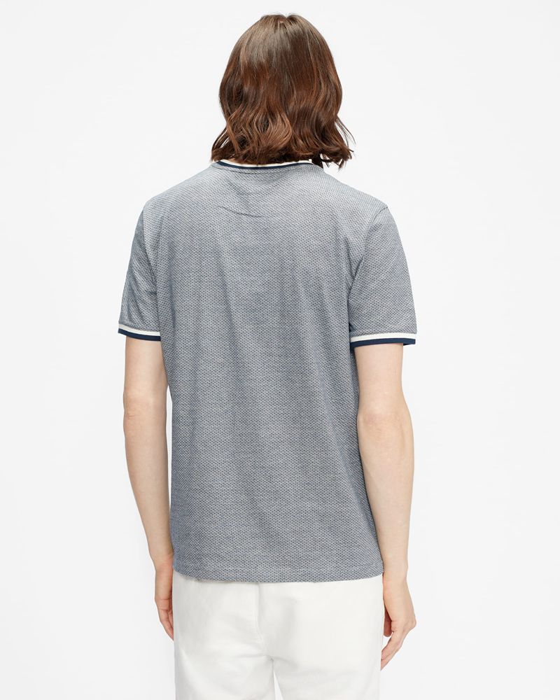 Ted Baker Fresair Textured Semi Plain T Blast Herr Marinblå | YUW-185736
