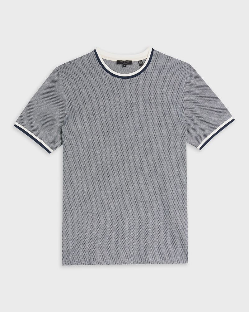 Ted Baker Fresair Textured Semi Plain T Blast Herr Marinblå | YUW-185736