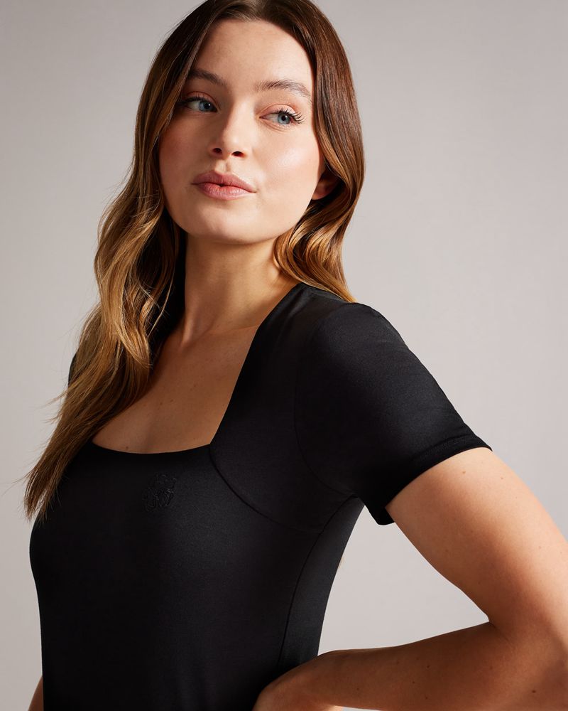 Ted Baker Gerbela Square Neck Sleeve Blast Dam Svarta | PGW-987532