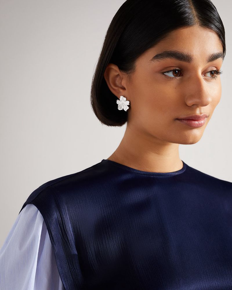 Ted Baker Gianne Magnolia Grandiflora Earring Smycken Dam Silver | QJC-709416