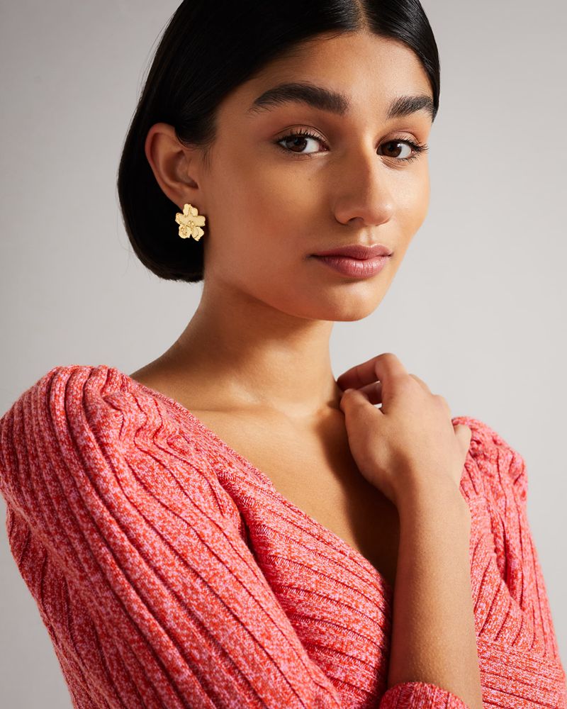 Ted Baker Gianne Magnolia Grandiflora Earring Smycken Dam Guld | VKL-792084