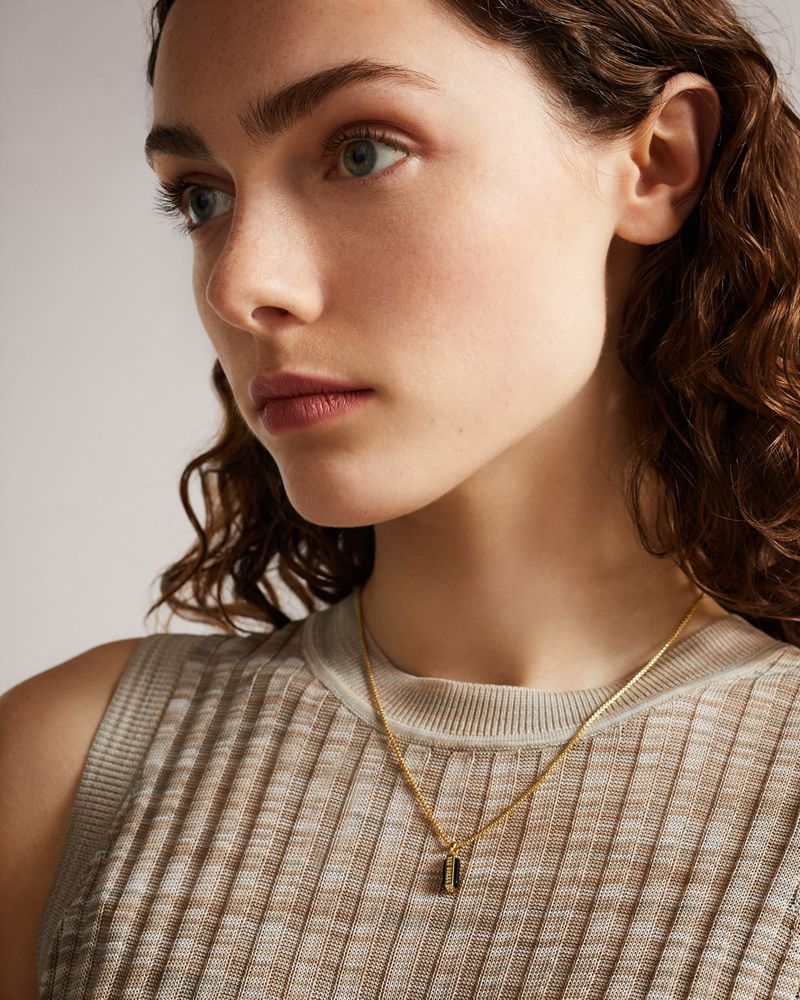 Ted Baker Gianni Gem Bar Pendant Smycken Dam Svarta Guld | LMR-629805
