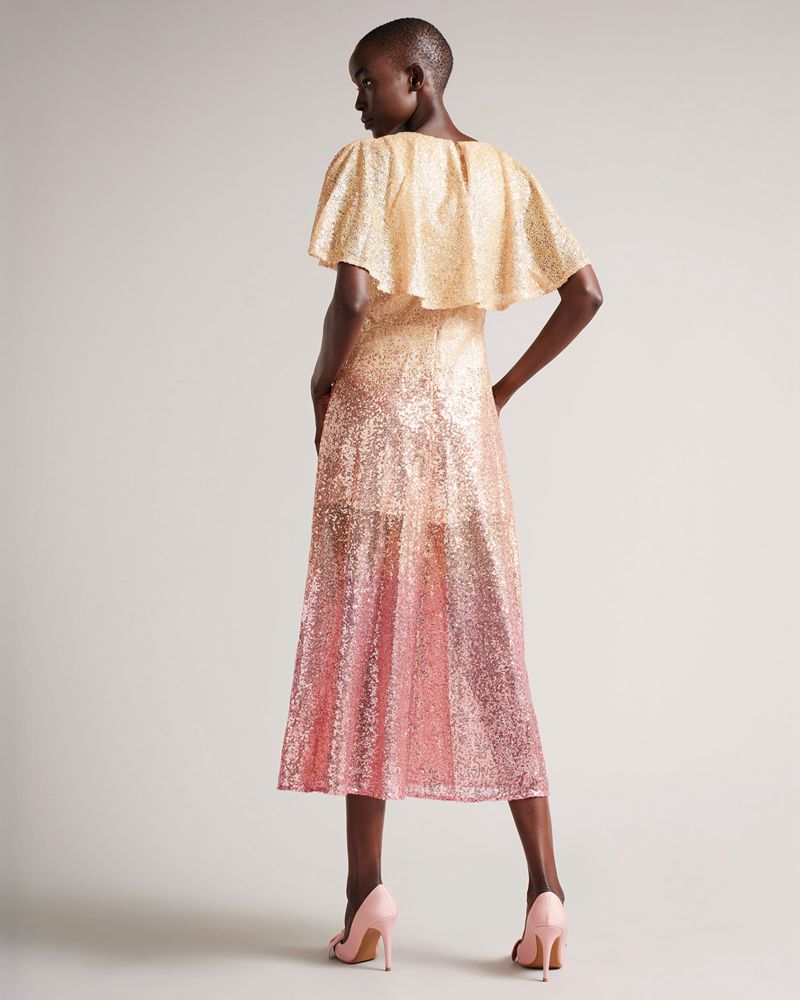 Ted Baker Glitzee Ombre Sequin Midi Klänning Dam Rosa | RYP-980261