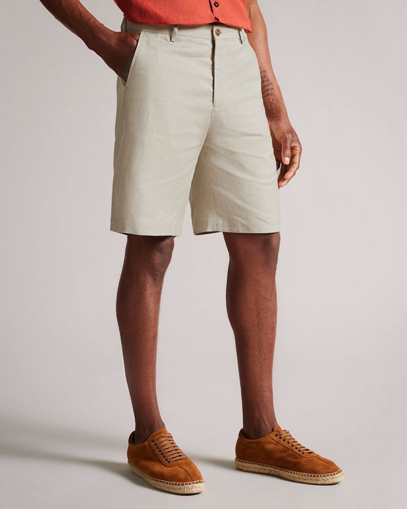 Ted Baker Golan Linen s Shorts Herr Vita | YTZ-830964