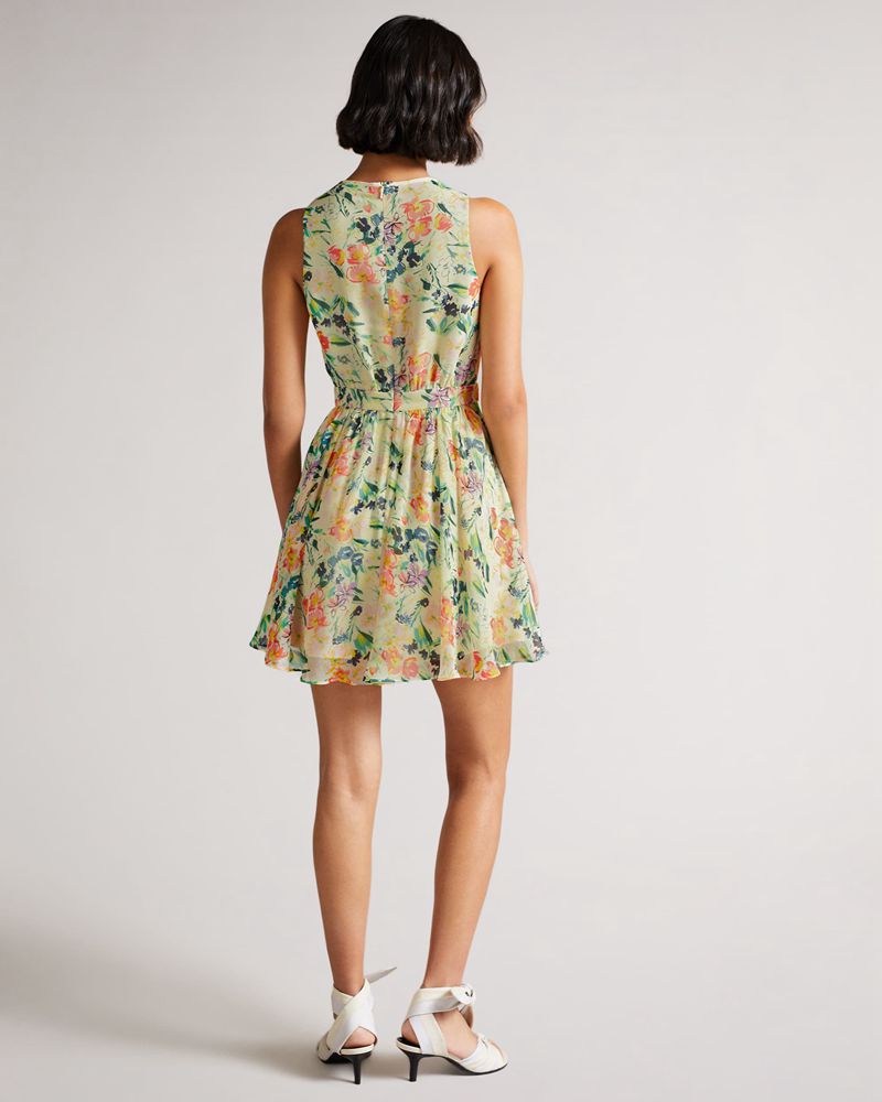 Ted Baker Haariss Mini Ärmlös With Neck Klänning Dam Vita | FVJ-093752