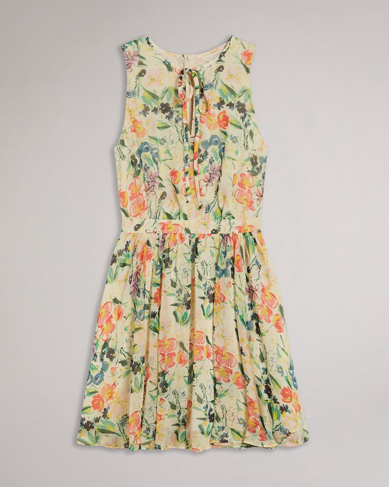 Ted Baker Haariss Mini Ärmlös With Neck Klänning Dam Vita | FVJ-093752