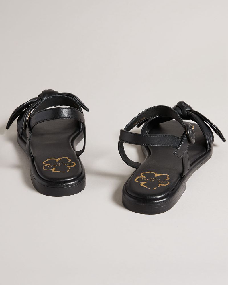 Ted Baker Halah Läder Bow Sandaler Dam Svarta | IFZ-068524