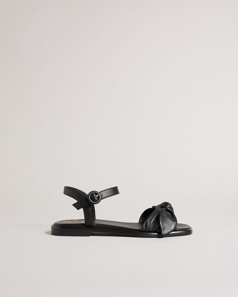 Ted Baker Halah Läder Bow Sandaler Dam Svarta | IFZ-068524