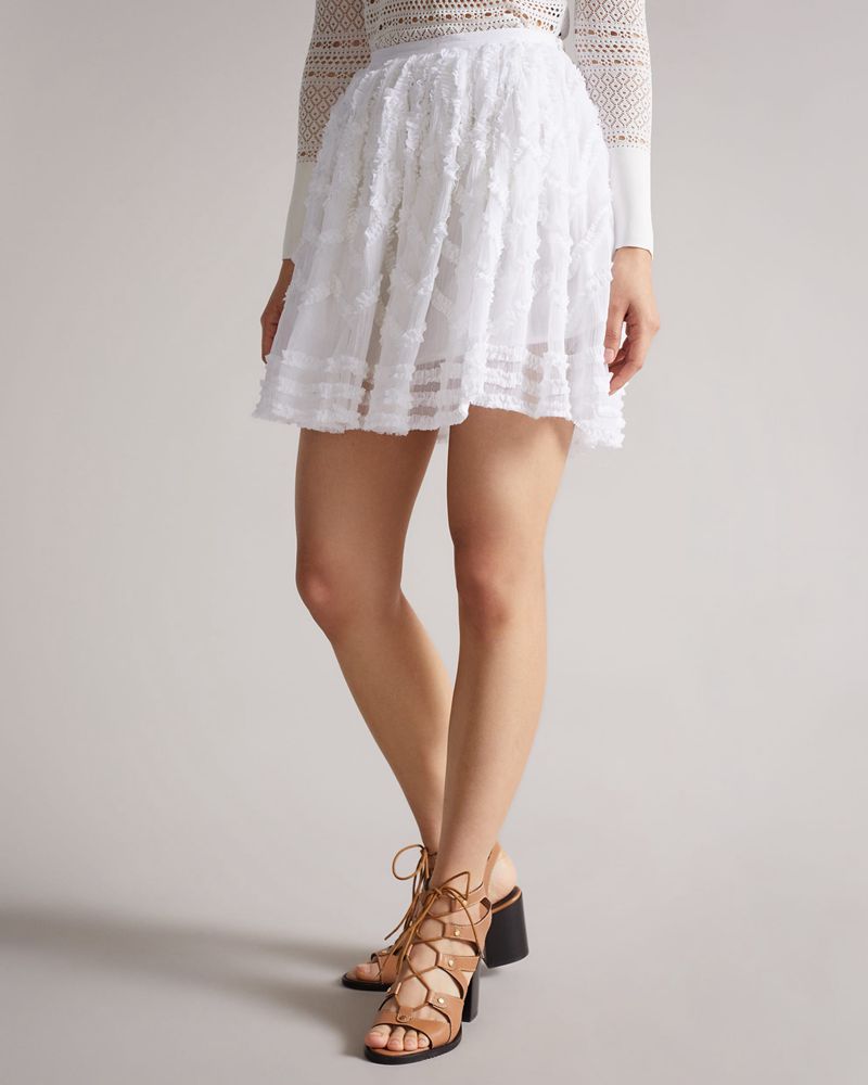 Ted Baker Halvy Full Mini With Micro Ruffle Detail Kjolar Dam Vita | SEP-369201