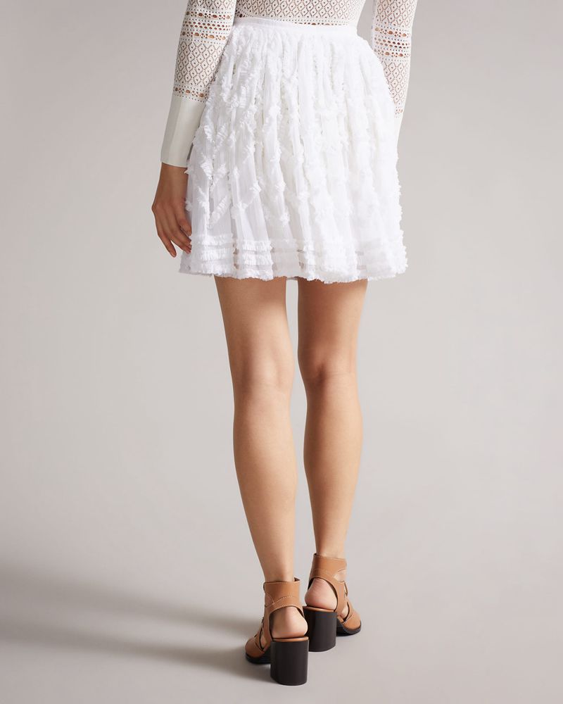 Ted Baker Halvy Full Mini With Micro Ruffle Detail Kjolar Dam Vita | SEP-369201