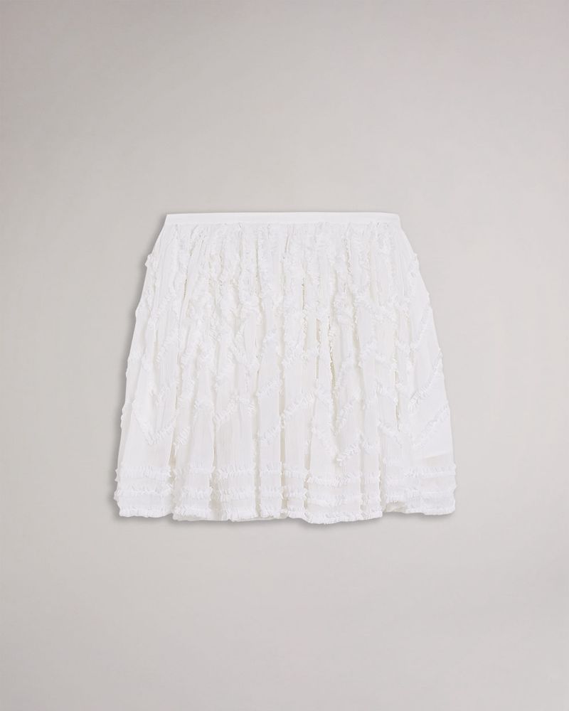 Ted Baker Halvy Full Mini With Micro Ruffle Detail Kjolar Dam Vita | SEP-369201