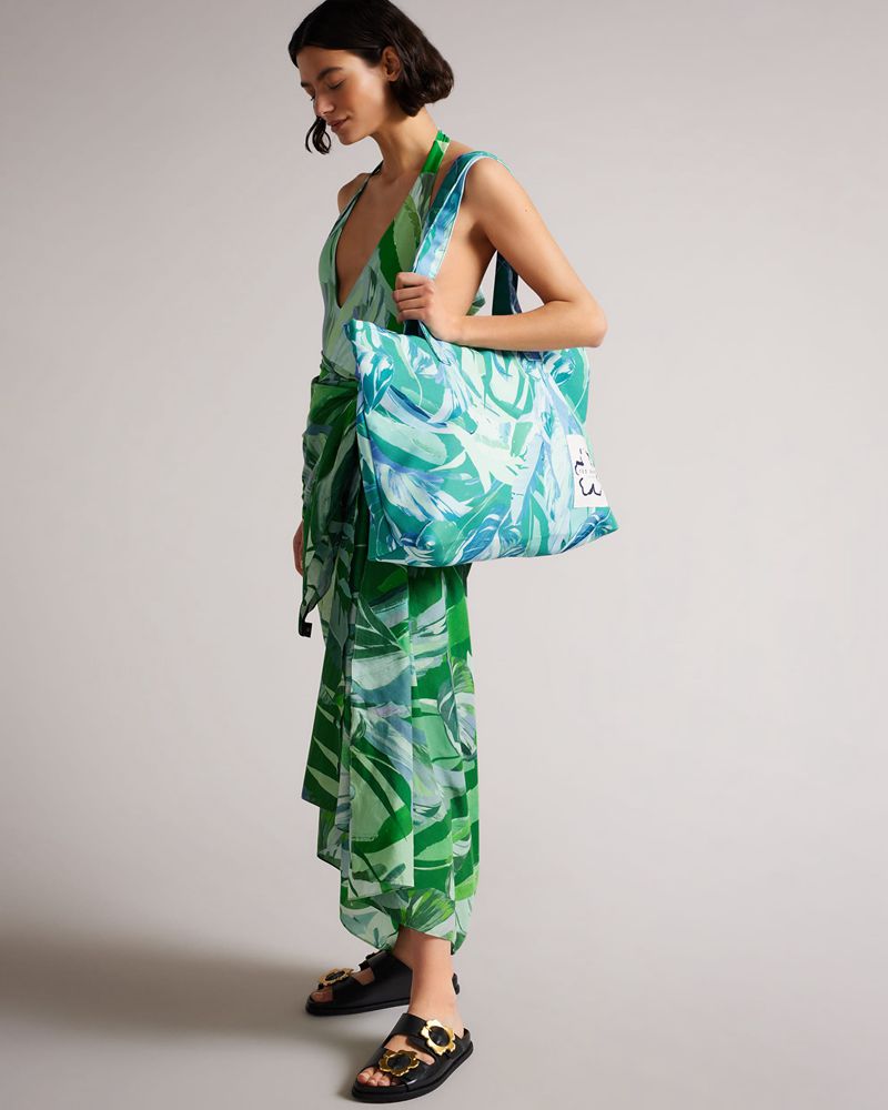 Ted Baker Hamel Sunburst Leaf Summer Tote Badkläder Dam Gröna | DGF-756910