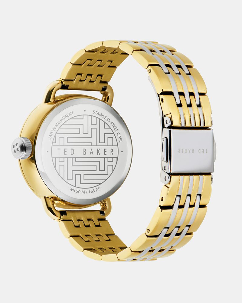 Ted Baker Hanaliy Klassiska Dial Crystal Two-Tone Rem Klocka Dam Guld | QHZ-504278