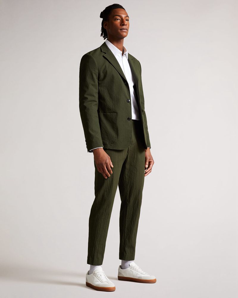 Ted Baker Hanham Seersucker Blazer Kostymer Herr Khaki | QKY-025341