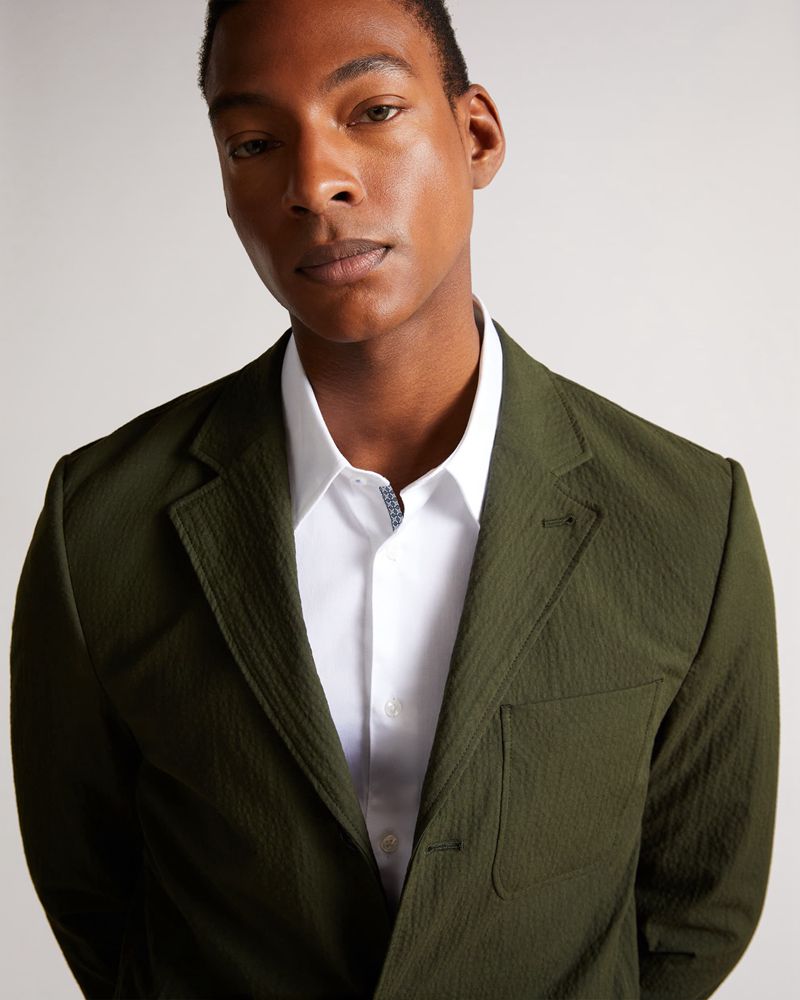 Ted Baker Hanham Seersucker Blazer Kostymer Herr Khaki | QKY-025341