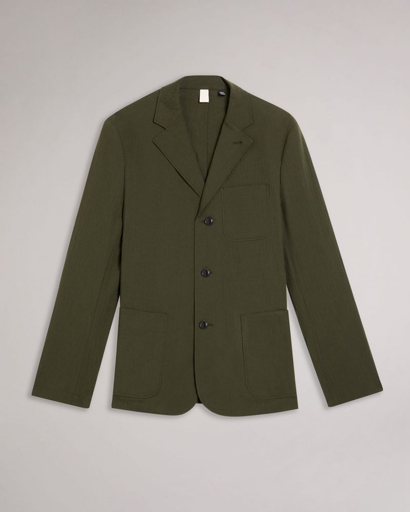 Ted Baker Hanham Seersucker Blazer Kostymer Herr Khaki | QKY-025341