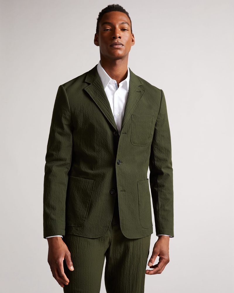 Ted Baker Hanham Seersucker Blazer Kostymer Herr Khaki | QKY-025341