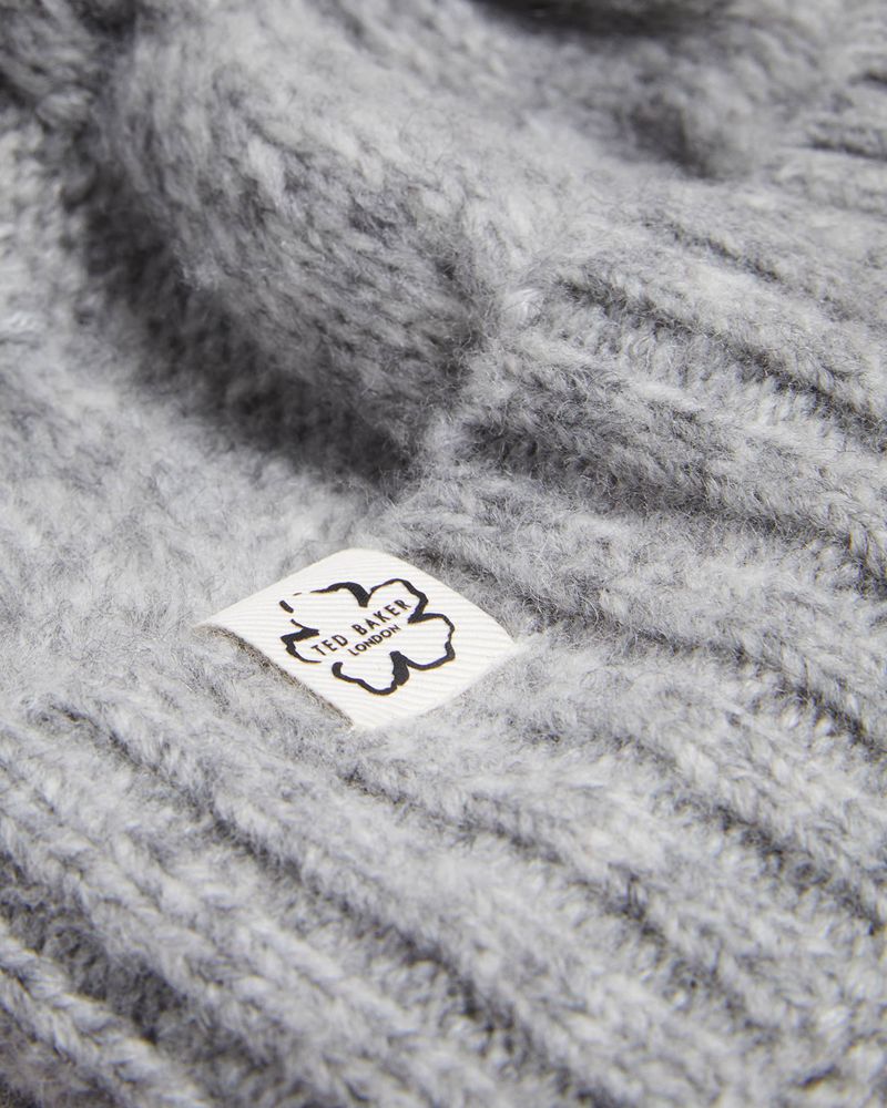 Ted Baker Hannss Tjock Cable Knitted Bobble Hatt Dam Gray | TFY-409628
