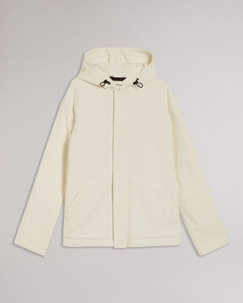 Ted Baker Harddy Mib Hooded Cord Over Skjorta Herr Vita | IYX-820534