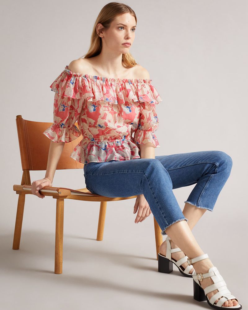 Ted Baker Harina Off The With Elasticated Midja Blast Dam Rosa | KYD-813725