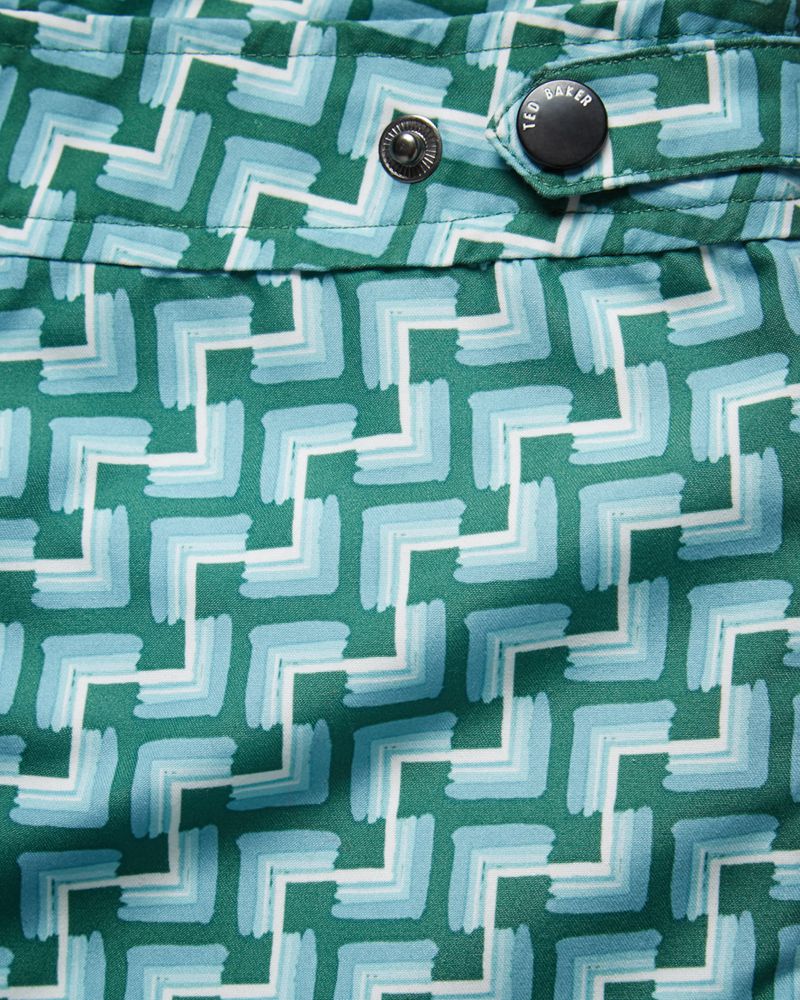 Ted Baker Harlley Geo Swim Badkläder Herr Gröna | LYD-891657