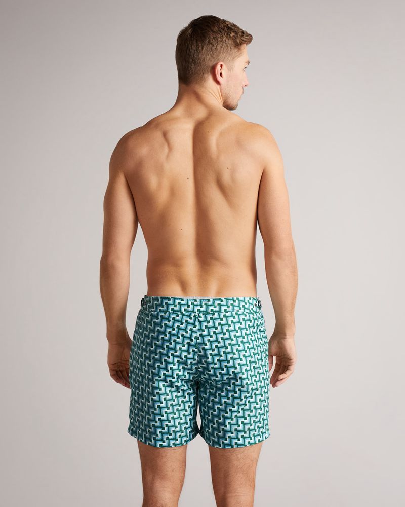 Ted Baker Harlley Geo Swim Badkläder Herr Gröna | LYD-891657