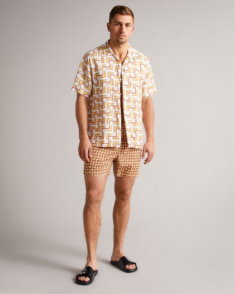 Ted Baker Harlley Geo Swim Badkläder Herr Orange | MZI-583492