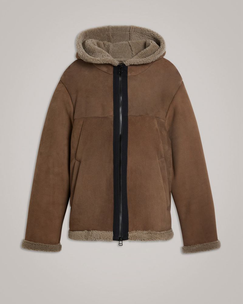 Ted Baker Haslam Shearling Parka Rockar Herr Bruna | ZUK-691758